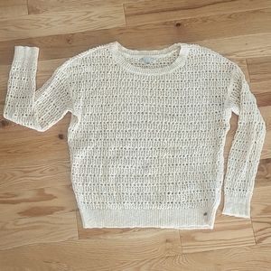 American Eagle Open Weave Cotton Lg Sleeve Sweater. Size M  Cream  EUC